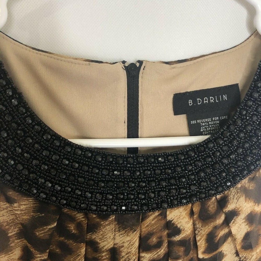 B Darlin Dress Leopard Print Black Embellishment Neck Sleeveless Size 3/4 - Picture 7 of 9